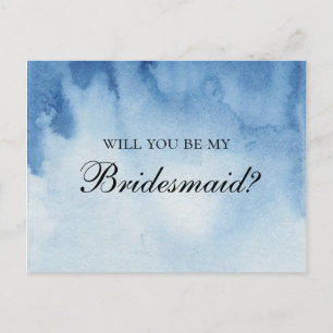 Blue Wil je mijn bruidsmeisje zijn? Moderne waterv Briefkaart