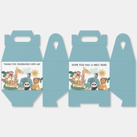 Blue Wild Animal Birthday Bedankdoosjes (Ongevouwen)