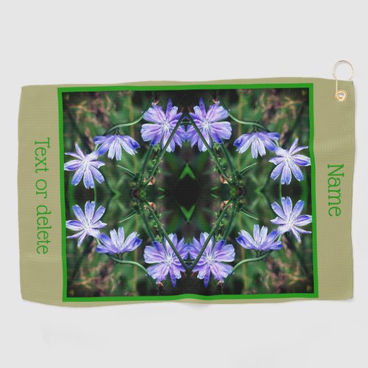 Blue Wild Chicory Flowers Abstract gepersonaliseer Golfhanddoek (Horizontaal)