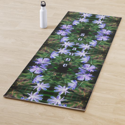 Blue Wild Chicory Flowers Abstract gepersonaliseer Yogamat (In situ)