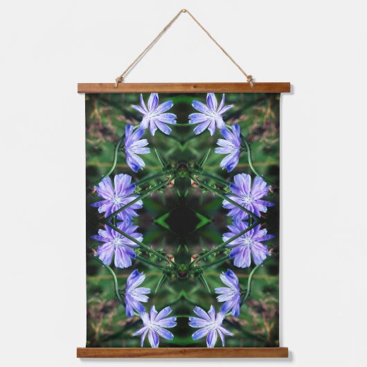 Blue Wild Chicory Flowers Abstract Hangend Wandkleed (Voorkant)