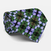 Blue Wild Chicory Flowers Abstract Patroon Stropdas (Opgerold)