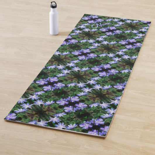 Blue Wild Chicory Flowers Pattern - Aangepast Yogamat (In situ)