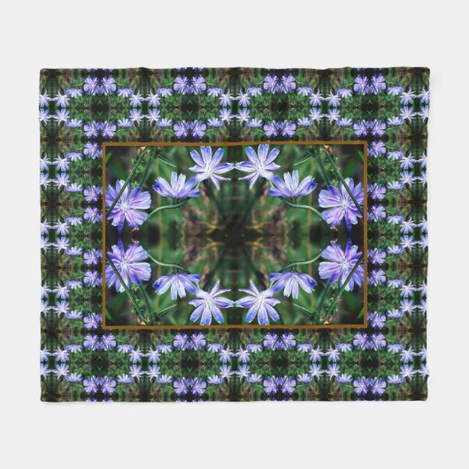 Blue Wild Chicory Flowers Pattern Fleece Deken (Voorkant (Horizontaal))