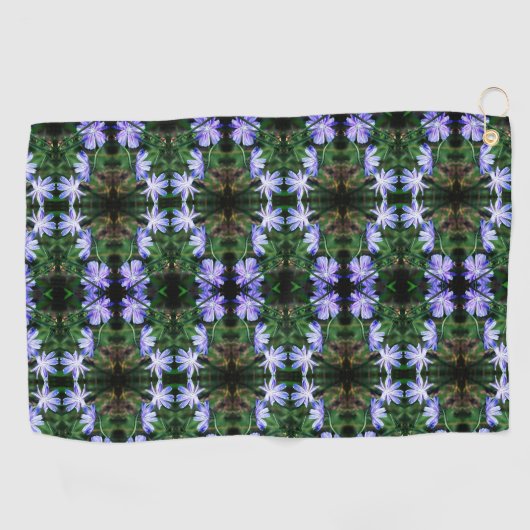 Blue Wild Chicory Flowers Pattern Golfhanddoek (Horizontaal)