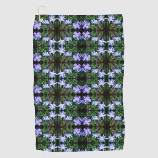 Blue Wild Chicory Flowers Pattern Golfhanddoek (Voorkant)