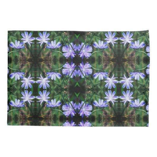 Blue Wild Chicory Flowers Pattern Kussensloop (Achterkant)