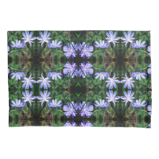 Blue Wild Chicory Flowers Pattern Kussensloop (Voorkant)