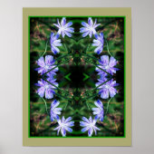 Blue Wild Chicory Flowers Spiegel Abstract Poster (Voorkant)