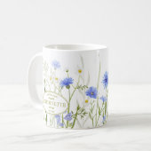  Blue Wild Flower Personalised Birthday Message Koffiemok (Voorkant links)