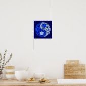 Blue Wild Flowers Yin Yang Poster (Keuken)