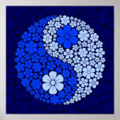 Blue Wild Flowers Yin Yang Poster (Voorkant)
