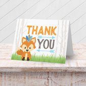 Blue Wild Fox Woodland Party Dank u kaart