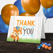 Blue Wild Fox Woodland Party Dank u kaart