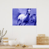 Blue Wild Horses Motivatie Artwork Poster (Keuken)