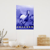 Blue Wild Horses Motivatie Freedom Artwork Poster (Keuken)
