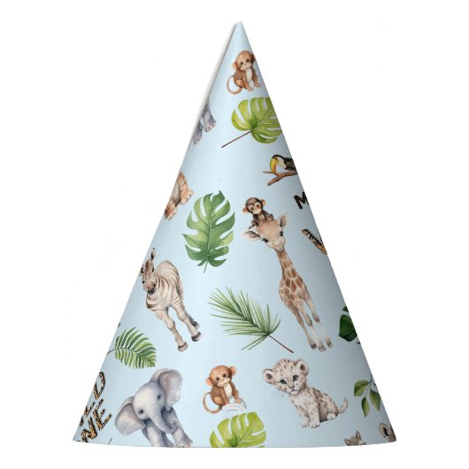 Blue Wild One, Safari thema Baby Boy 1st Feesthoedjes (Links)