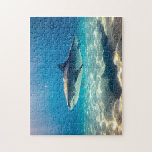 Blue Wild Shark Swim Water Sand Reflection Zee Legpuzzel (Verticaal)