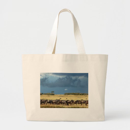 Blue Wildebeest (GNU) Masai Mara Kenya bag Grote Tote Bag (Voorkant)