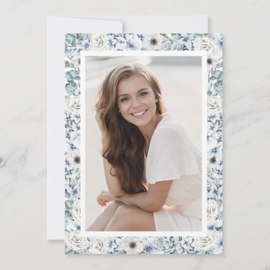 Blue Wildflower Afstuderen Kaart (Achterkant)