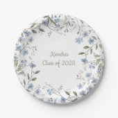 Blue Wildflower Afstuderen Papieren Bordje (Voorkant)