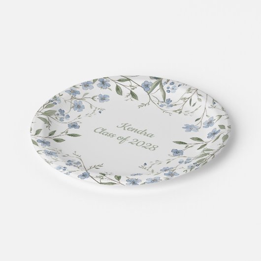 Blue Wildflower Afstuderen Papieren Bordje (Gekanteld)