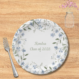 Blue Wildflower Afstuderen Papieren Bordje