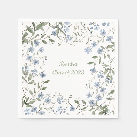 Blue Wildflower Afstuderen Servet (Voorkant)