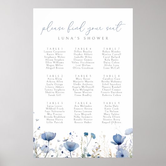 Blue Wildflower Baby in Bloom Zitkaart Poster (Voorkant)