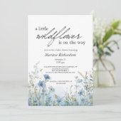 Blue Wildflower Baby shower Invitation Kaart (Staand voorkant)