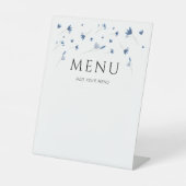 Blue Wildflower Baby shower Menu Reclamebord Met Voetstuk (Voorkant)