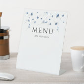 Blue Wildflower Baby shower Menu Reclamebord Met Voetstuk (Insitu)