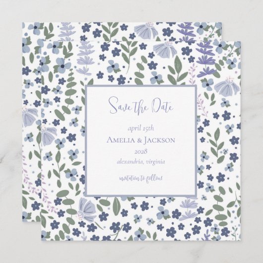 Blue Wildflower Bewaar de datum (Voorkant / Achterkant)