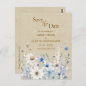 Blue Wildflower Bewaar de datum Briefkaart (Voorkant / Achterkant)