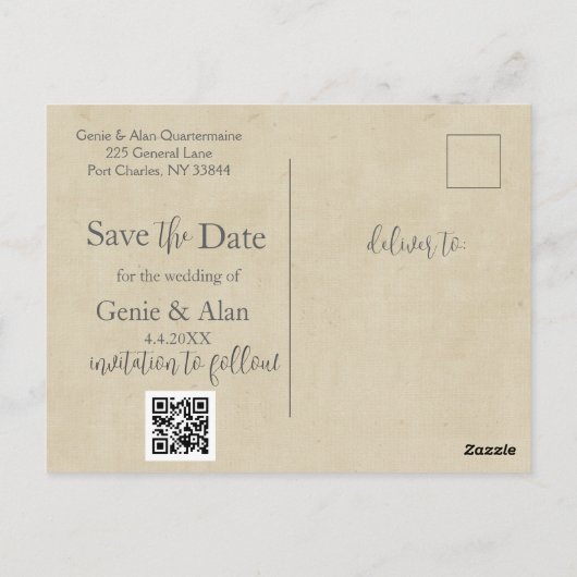 Blue Wildflower Bewaar de datum Briefkaart (Achterkant)