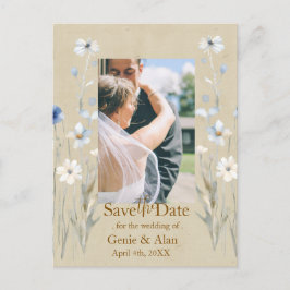Blue Wildflower Bewaar de datum foto Briefkaart
