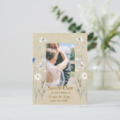 Blue Wildflower Bewaar de datum foto Briefkaart (Staand voorkant)