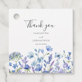 Blue Wildflower Bloemen Waterverf bruiloft Bedankjes Labels