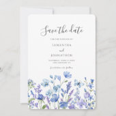 Blue Wildflower Bloemen Waterverf bruiloft Save The Date (Voorkant)