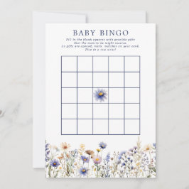 Blue Wildflower Boho Baby shower Bingogame Kaart