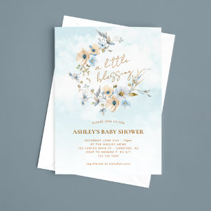 Blue Wildflower Boho Baby shower Kaart
