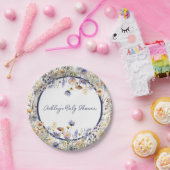 Blue Wildflower Boho gepersonaliseerd Baby shower Papieren Bordje (Feest)