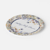 Blue Wildflower Boho gepersonaliseerd Baby shower Papieren Bordje (Gekanteld)