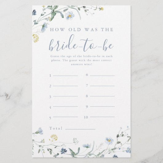 Blue Wildflower boho hoe oud was het bruidsspel (Voorkant)