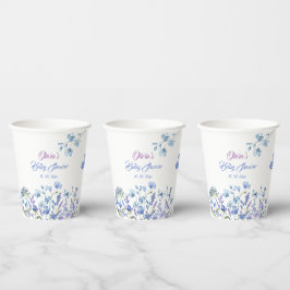 Blue Wildflower Boho Neutraal Baby shower Papieren Bekers