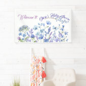 Blue Wildflower Boho Neutraal Baby shower Spandoek (Insitu)