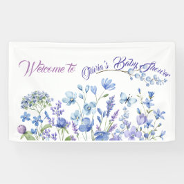 Blue Wildflower Boho Neutraal Baby shower Spandoek