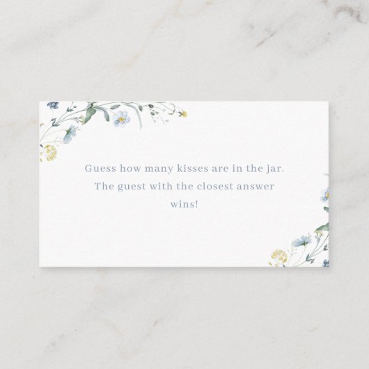 Blue Wildflower boho raden hoeveel kussen spel Informatiekaartje (Achterkant)