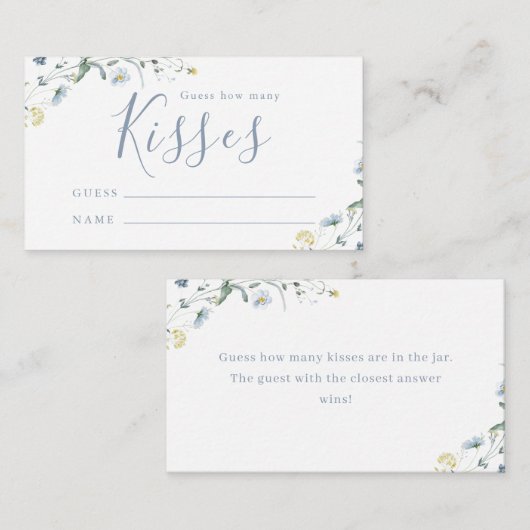 Blue Wildflower boho raden hoeveel kussen spel Informatiekaartje (Voorkant / Achterkant)