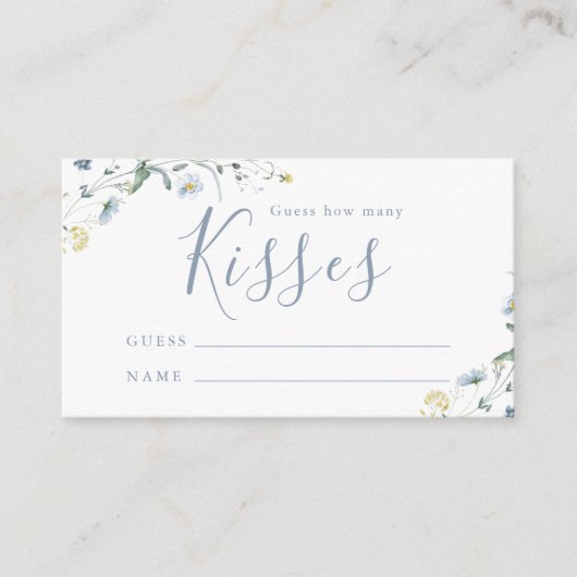 Blue Wildflower boho raden hoeveel kussen spel Informatiekaartje (Voorkant)